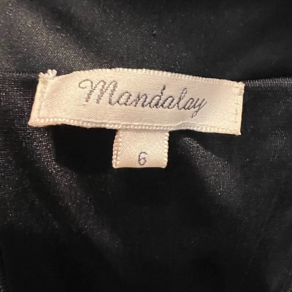 Mandalay Julian Joyce Black Satin Halter A-Line Dress $495 - Picture 11 of 12